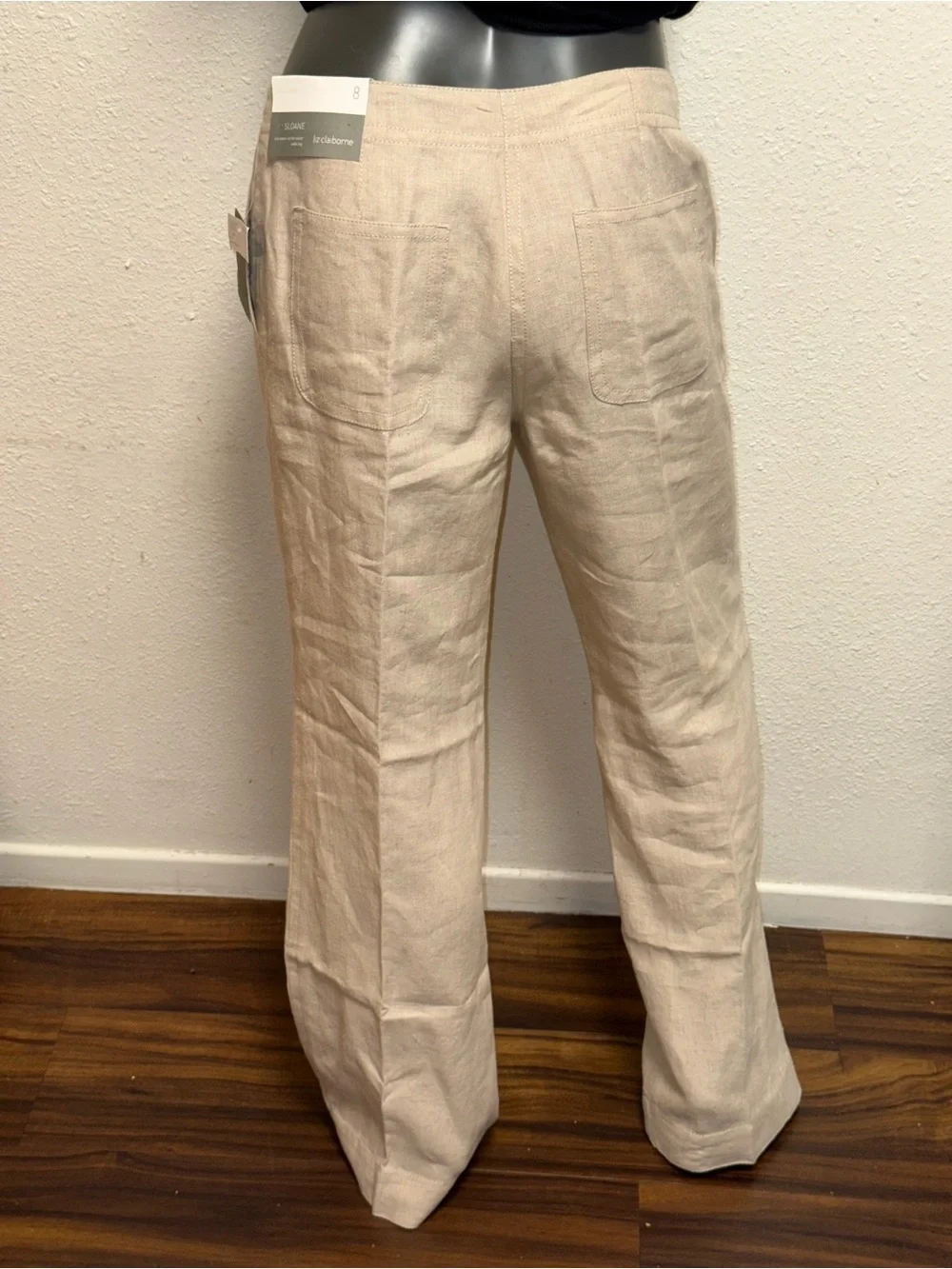 Women’s Liz Claiborne Light Beige  100% Linen-Blend Chinos sloane